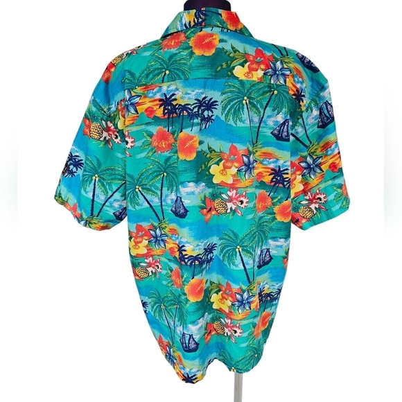 Blue Generation Colorful Tropical Button Front Hawaiian Shirt Size XL Men's F71 - Picture 6 of 11
